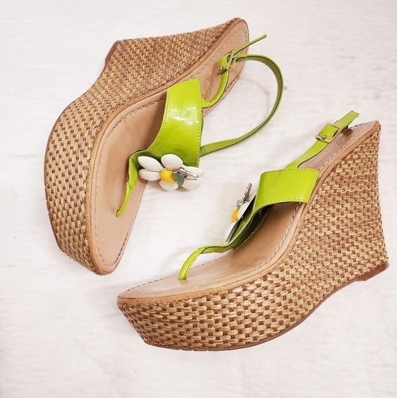 Miss Trish × Target Retro Green Wedge Heeled Sandals 8 - Picture 4 of 7
